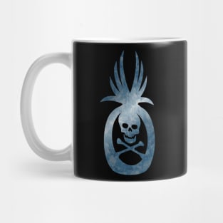 Tropical Pirate Pineapple Halloween Skull and Crossbones Grey Blue Mug